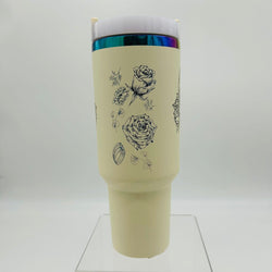 40 oz Tumbler Skull & Flowers - view 1