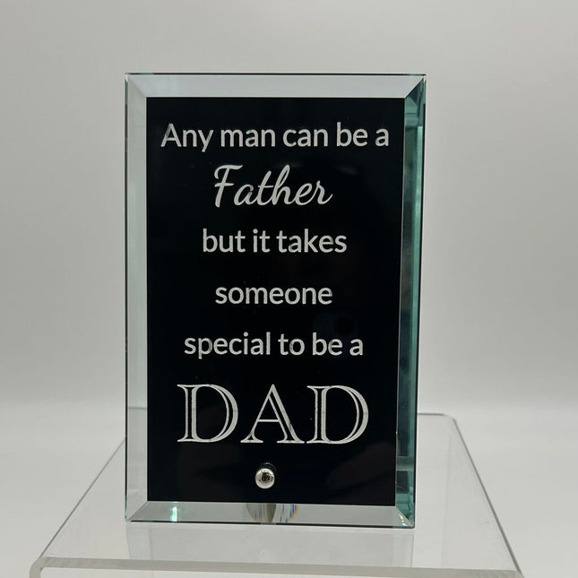 Black Glass Stand Alone Dad Plaque