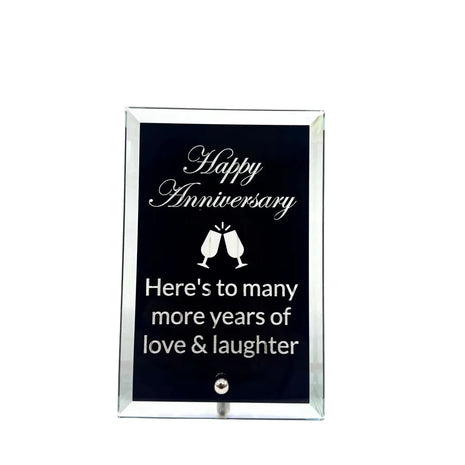Black Glass Stand Alone Anniversary Plaque
