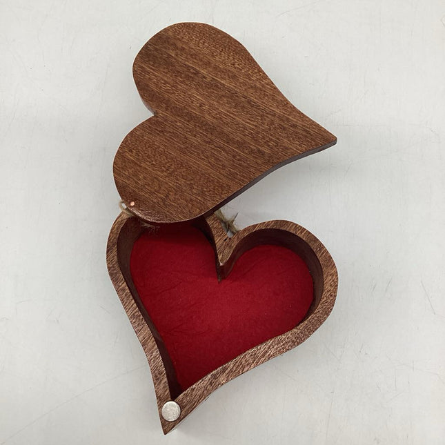 Mahogany Wood Heart Box