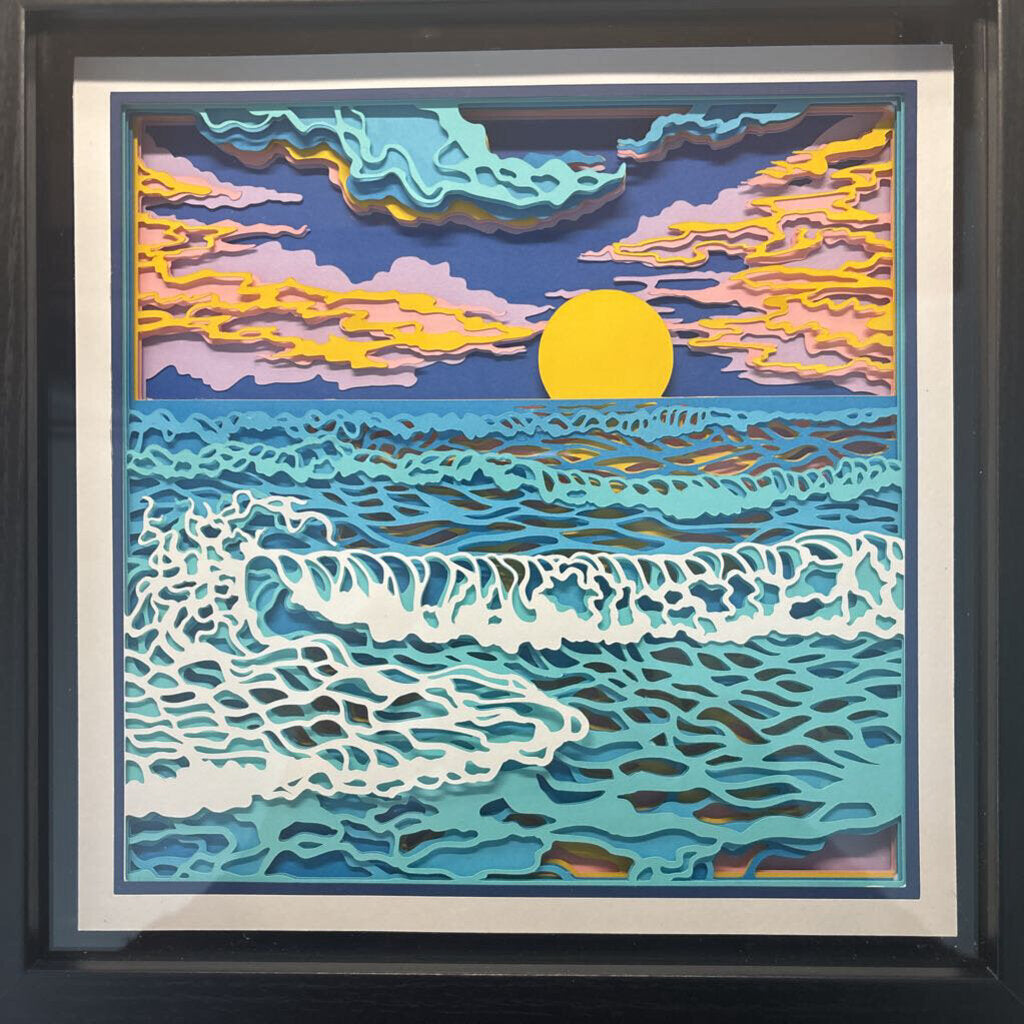 Beach scene Pink/Purple Shadowbox
