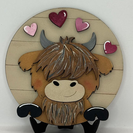 Valentine Highland Cow Sm Round