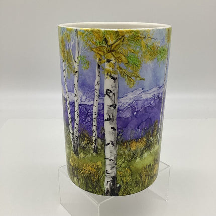 8" Ceramic Vase - Birches & Purple Mountains