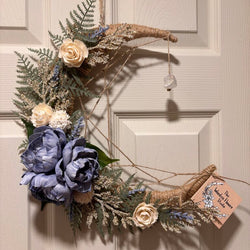 Crystal Moon with Blue and White Sola Wood Flowers - view 1