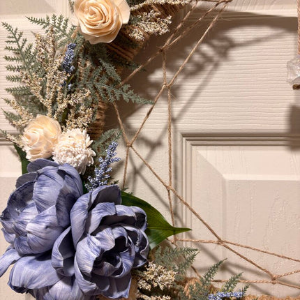 Crystal Moon with Blue and White Sola Wood Flowers