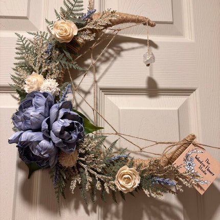 Crystal Moon with Blue and White Sola Wood Flowers