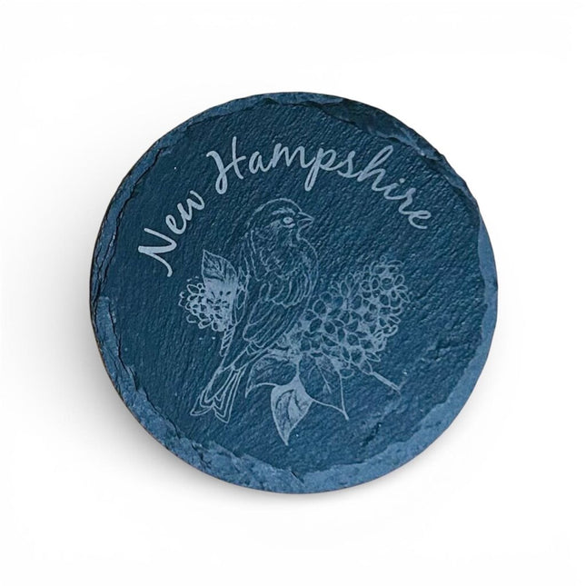 Slate Coaster Round NH Bird