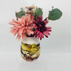 5.5x3 Round Ceramic Vase- Orange Abstract - view 3