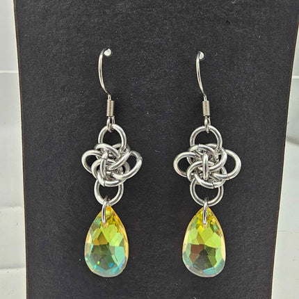 Silver Persephone with Yellow Crystal Drop Earrings