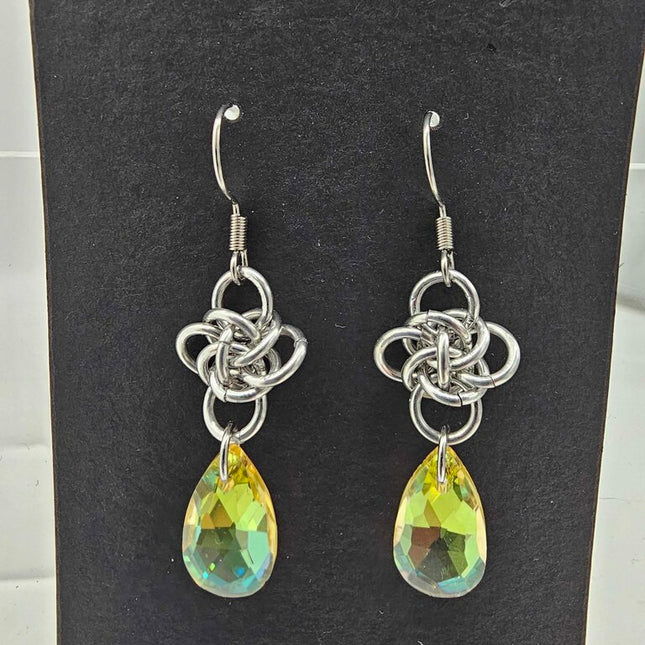 Silver Persephone with Yellow Crystal Drop Earrings