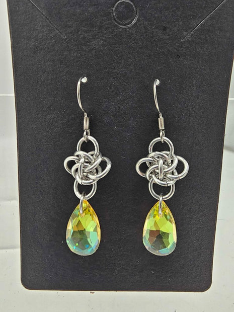 Silver Persephone with Yellow Crystal Drop Earrings