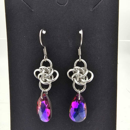Silver Persephone with Blue-Purple Crystal Drop Earrings