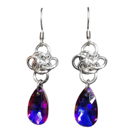 Silver Persephone with Purple Crystal Drop Earrings