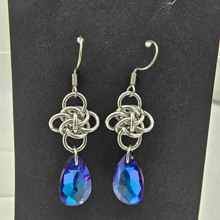 Silver Persephone with Blue Crystal Drop Earrings