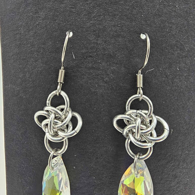 Silver Persephone with light Yellow Crystal Drop Earrings