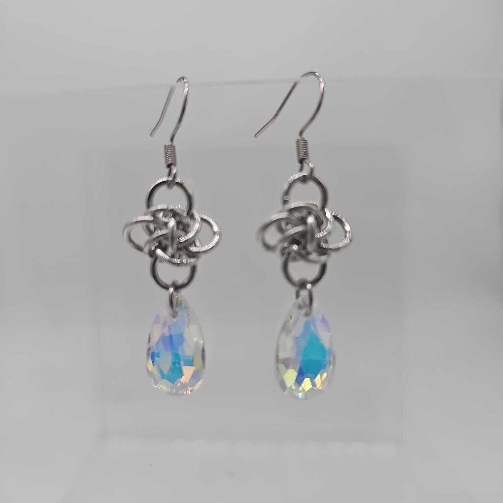 Silver Persephone with light Yellow Crystal Drop Earrings
