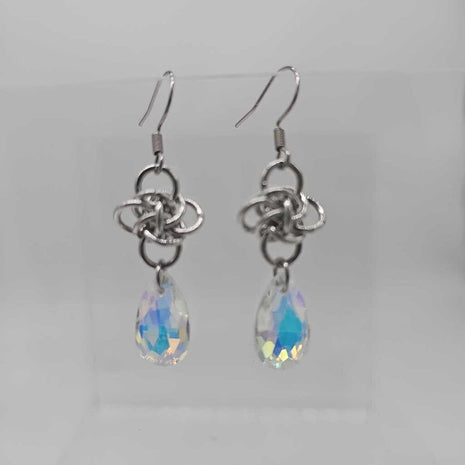 Silver Persephone with light Yellow Crystal Drop Earrings