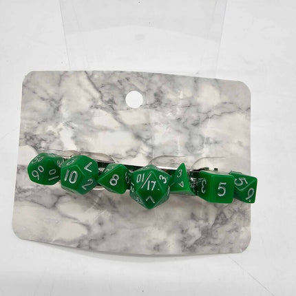 Mini Dice Barrette with Green Dice