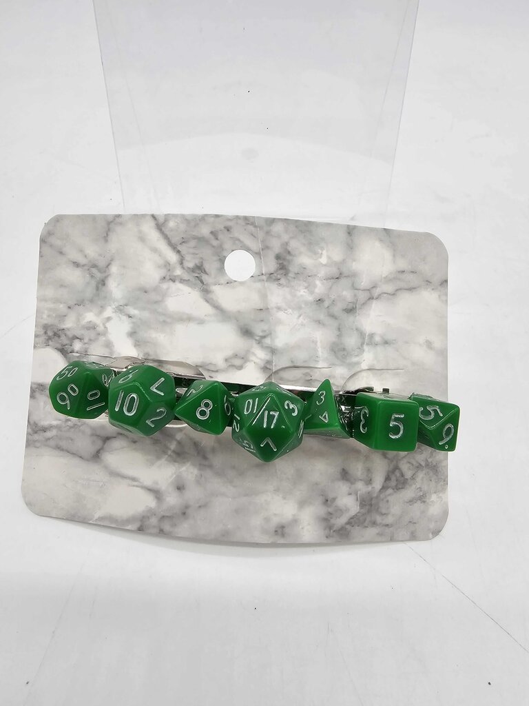 Mini Dice Barrette with Green Dice
