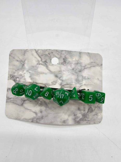 Mini Dice Barrette with Green Dice