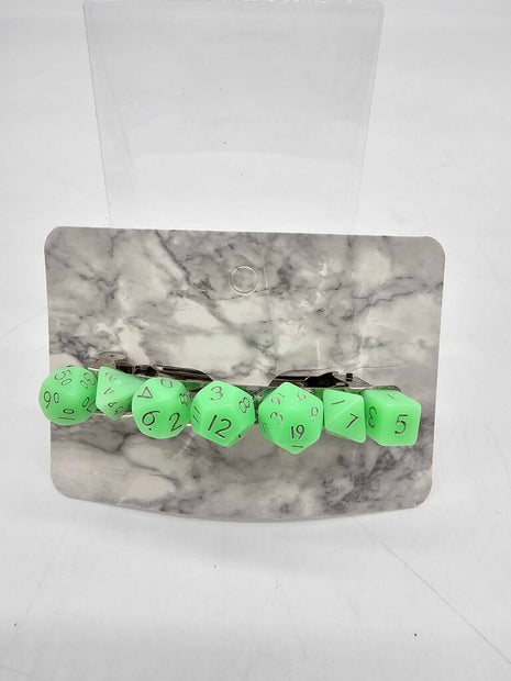 Mini Dice Barrette with Light Green Dice