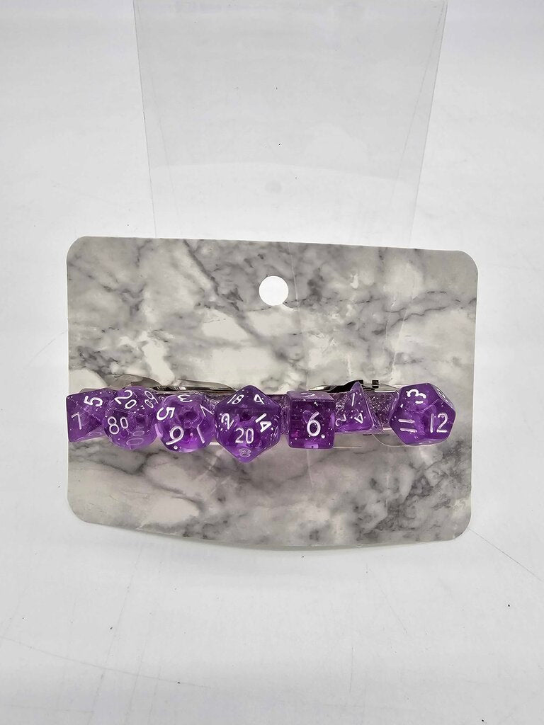 Mini Dice Barrette with Translucent Light Purple Dice