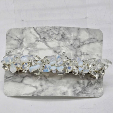 Opalite Chip Stone Wire Wrapped Barrette, Large