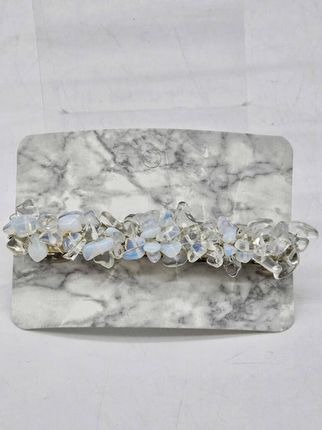 Opalite Chip Stone Wire Wrapped Barrette, Large