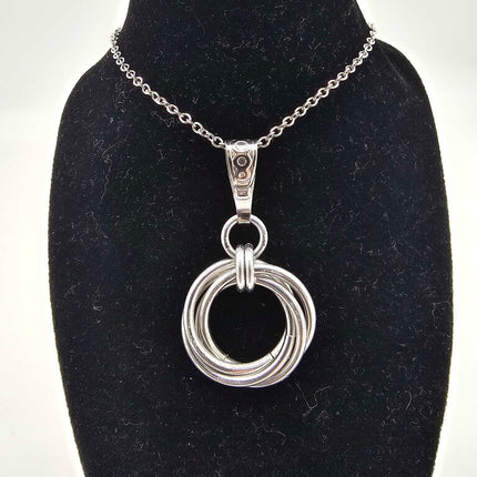 Silver Mobius Ring Fidget Necklace - 18 inch Stainless Steel Chain