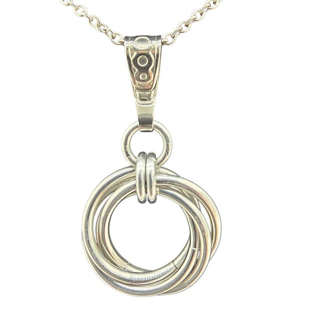 Silver Mobius Ring Fidget Necklace - 18 inch Stainless Steel Chain