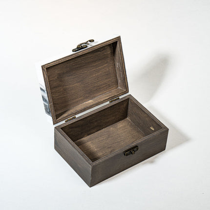 Small Keepsake Wood Box - Black white paint Grey stained wood