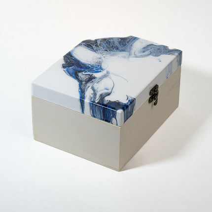 Large Keepsake Chest - White blue black
