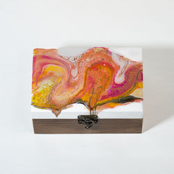 Small Keepsake Wood Box - White, orange, yellow Early american stain - view 5