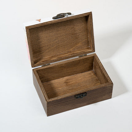 Small Keepsake Wood Box - White, orange, yellow Early american stain