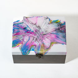 Large Keepsake Chest - White, pink, blue, black, yellow with grey stain - view 4