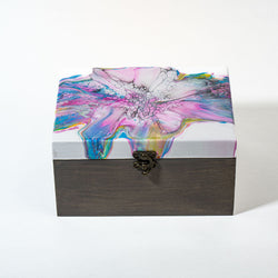 Large Keepsake Chest - White, pink, blue, black, yellow with grey stain - view 5