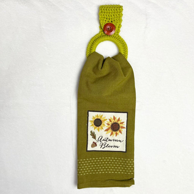 Hanging Towel Set - Green with Sunflower Autumn Bloom