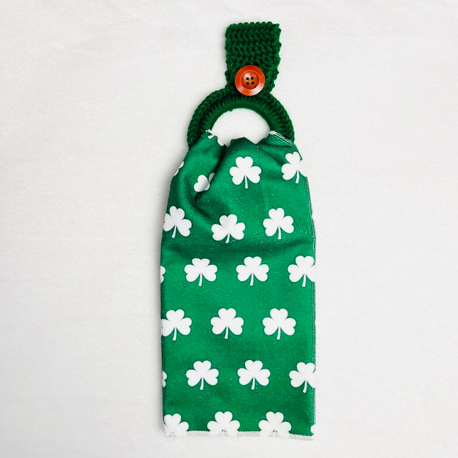 Hanging Towel Set - Green with White Shamrocks