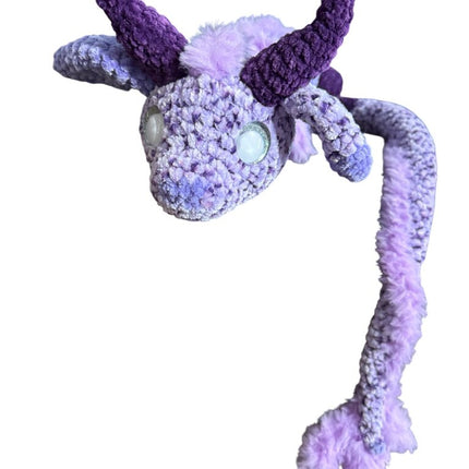Crocheted patchwork fur dragon stuffie