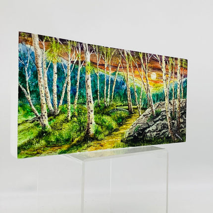 6x12 Landscape- Birches in the Moonlite