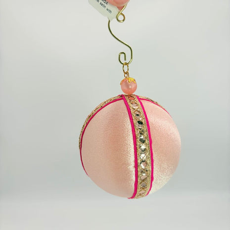 pink satin with gold bauble