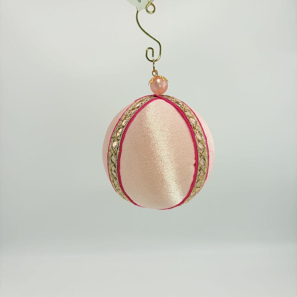 pink satin with gold bauble