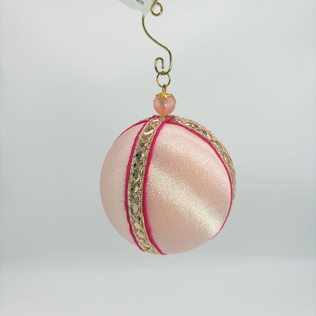 pink satin with gold bauble