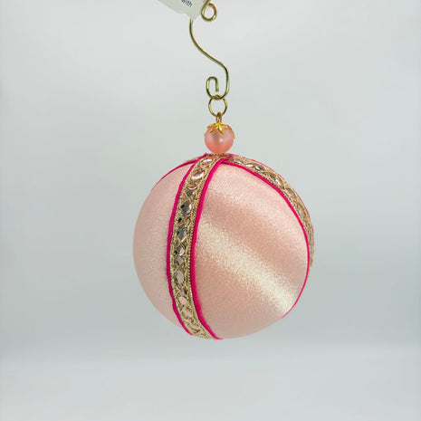 pink satin with gold bauble