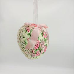 pink Floral heart with bow and pearls - view 3