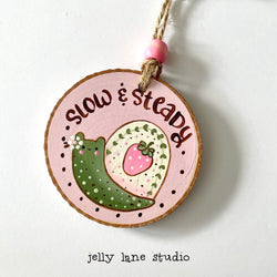 STRAWBERRY SNAIL WOODSLICE ORNAMENT - view 2