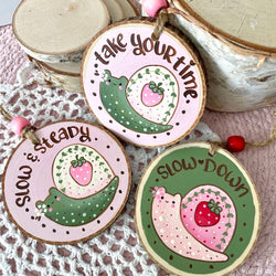 STRAWBERRY SNAIL WOODSLICE ORNAMENT - view 3