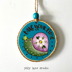 FLOWER SNAIL WOODSLICE ORNAMENT - view 3