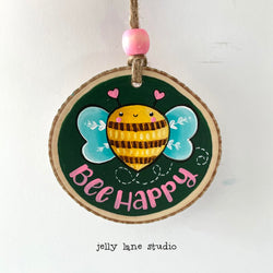 BEE HAPPY WOODSLICE ORNAMENT - view 1