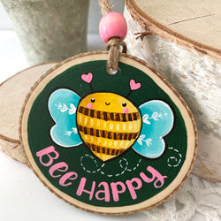 BEE HAPPY WOODSLICE ORNAMENT - view 2